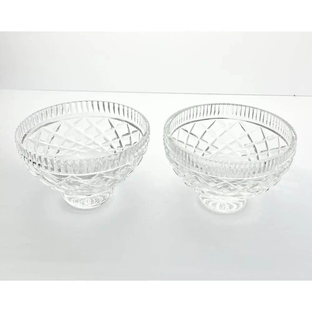 Waterford “Killeen” Pair of Crystal Footed Bowls 6” Signed